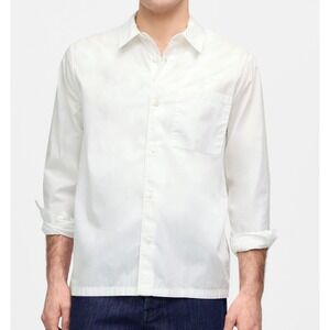 Madewell Mens L Straight-Hem Cotton Button-Up Shirt White Long‎ Sleeve Classic